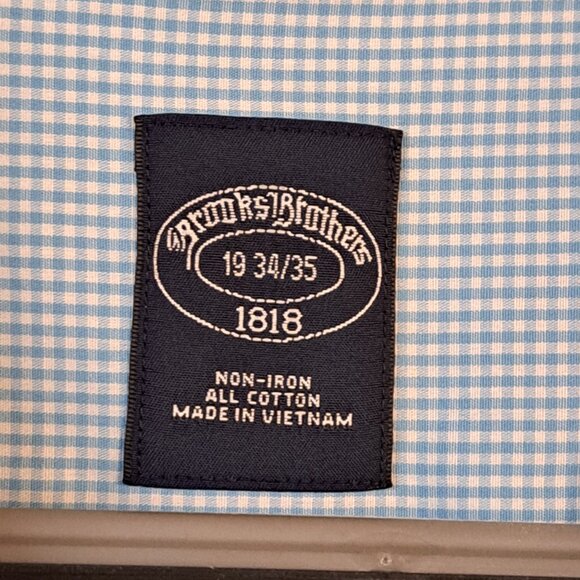 Brooks Brothers Men's Blue & White Check Button Down Shirt - Picture 9 of 9